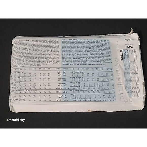 Vtg 1980s Butterick Sewing Pattern #3491 Misses Jacket Skirt Top Size 6/8/10 - Picture 4 of 6